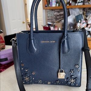 Michael Kors Dark Blue Floral Satchel